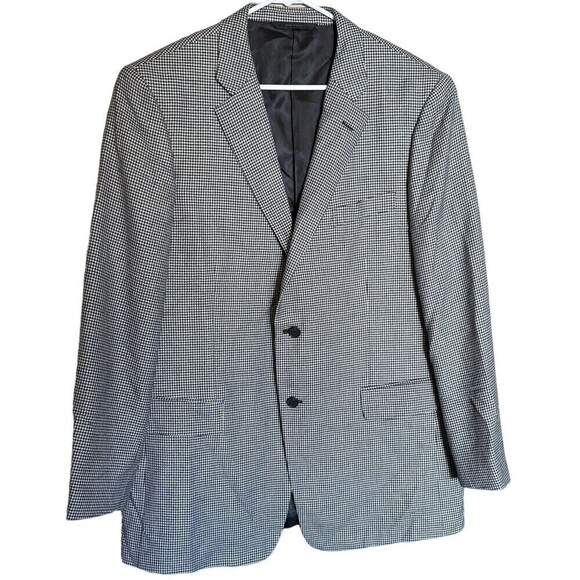 John W Nordstrom 100% Cashmere 44L Houndstooth Sport Coat Suit Jacket Blazer - Picture 1 of 14